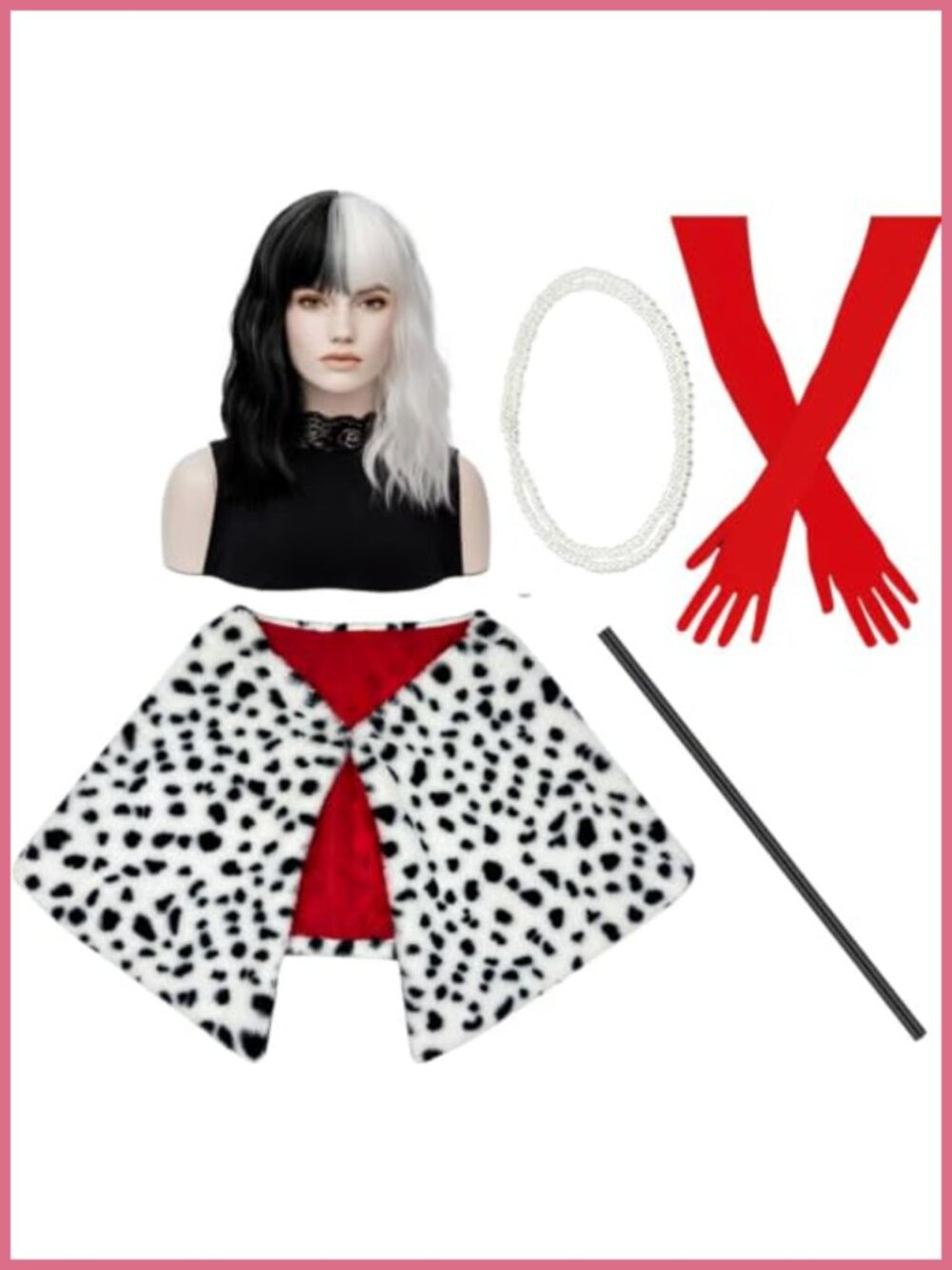 6-Piece 1920s Costume Set: Short Bob Wig, Faux Fur Shawl, Gloves, Pearl Necklace